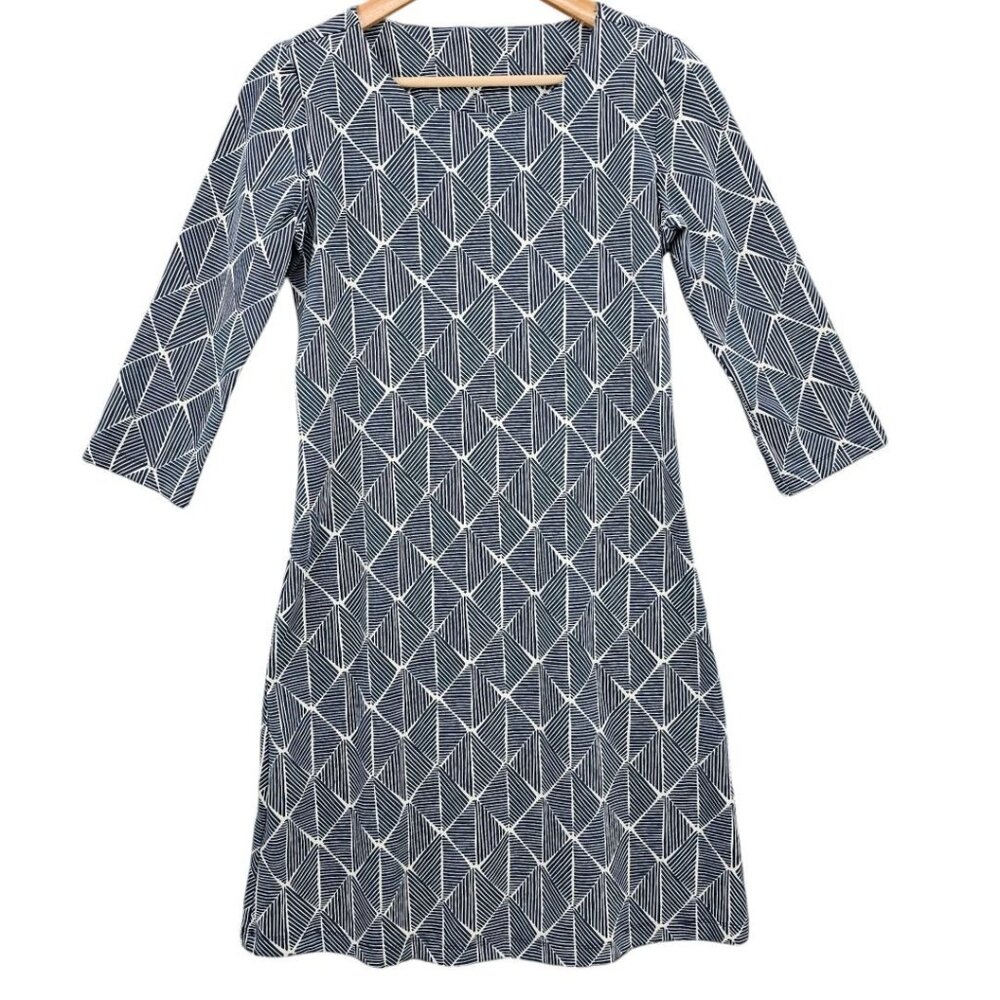 Mahi Gold Womens Small Bimini Chatham Cloth Blue Geometric Dress